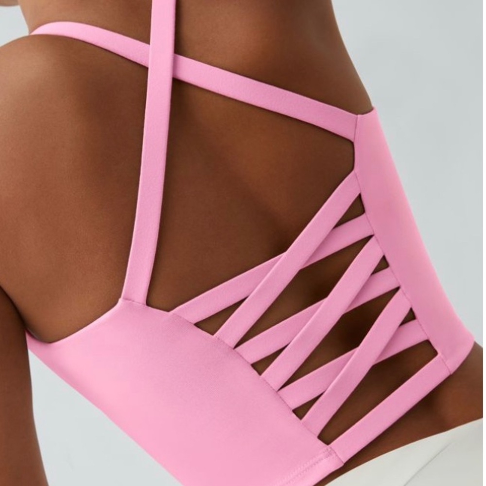 Halara Pink Strappy Back Crop